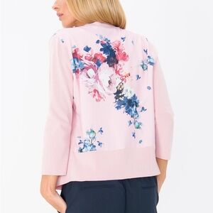 Ted Baker London Elowsi Open Front Pink Floral Back Cardigan Size S